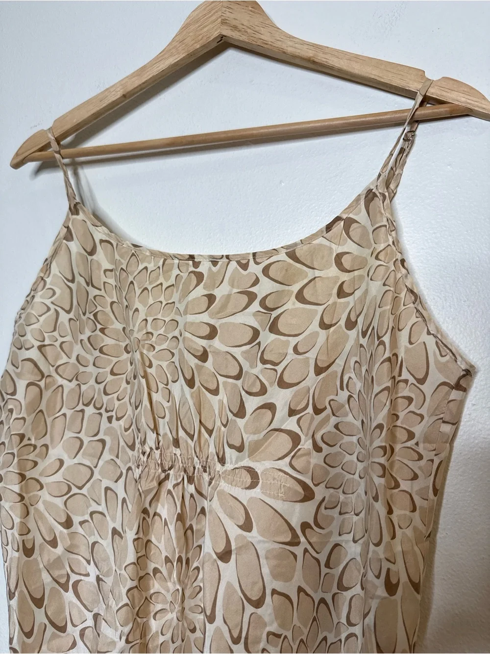 Vintage 90s y2K Old Navy 100% Silk Mini Slip Dress Natural Neutral Floral large